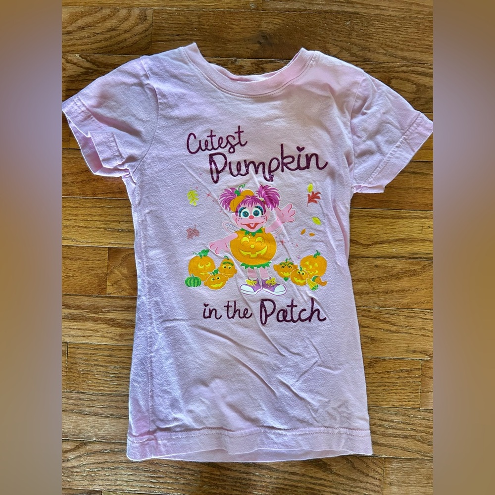 Sesame Street Abby Pink Kids Shirt with Cute Pumpkin Design